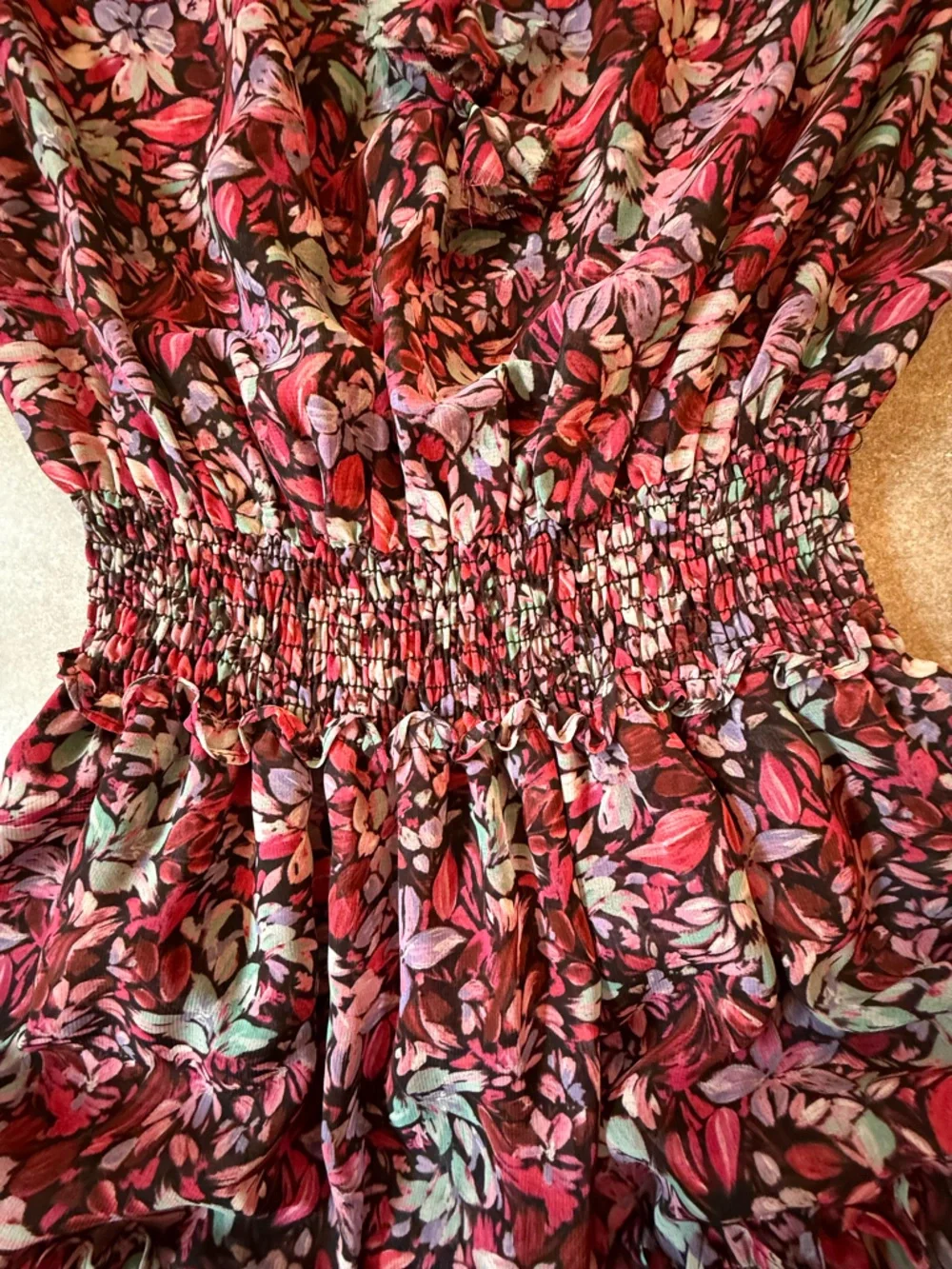 MISA Los Angeles Xirena Floral Ruffle Maxi Dress Purple Pink Size Small - Picture 5 of 10